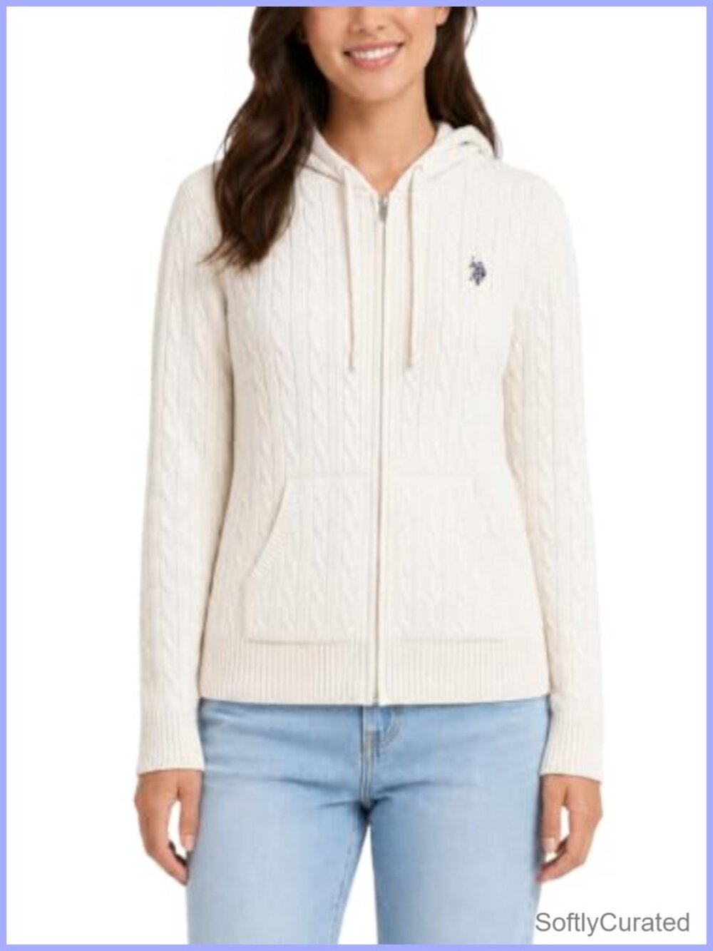 Fair Isle Knit Full Zip Hoodie Cardigan Poncho Pockets
